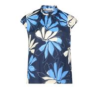 Schlupfbluse BETTY & CO "Betty & Co Schlupfbluse kurzarm", Damen, Gr. 46, blau (dunkelblau, blau), Obermaterial: 100% Viskose., modisch, figurumspielend normal, gekräuselter Ausschnitt, Halbarm, Bluse