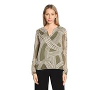 Betty Barclay Schlupfbluse Damen mit Print Rundhals 98% Polyester Größe 46 Khaki/Cream