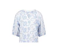 Betty & Co Damen Schlupfbluse mit Stickerei 38, Weiß/Blau