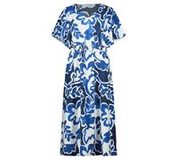 Sommerkleid BETTY & CO "Damen mit Blumenprint", Damen, Gr. 38, Normalgrößen, weiß, dunkelblau, Obermaterial: 85% Viskose, 15% Polyamid, tailliert lang, V-Ausschnitt, Kleider Sommerkleid (40540111-38)