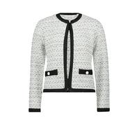 Betty & Co Damen Strick-Cardigan mit Fransen 36, Weiß/Schwarz