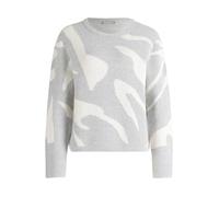 Betty & Co Damen Strickpullover mit Jacquard 46, Grau/Weiß