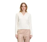 Strickpullover BETTY & CO "Betty & Co Strickpullover mit Kragen", Damen, Gr. 42, weiß (rohweiß), Strick, Obermaterial: 75% Baumwolle, 25% Polyester., feminin, figurumspielend normal, Langarm, Pullover