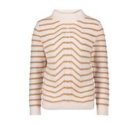 Betty & Co Damen Strickpullover mit Rundhalsausschnitt 44, Weiß/Camel