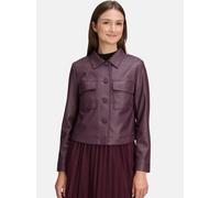 Jackenblazer BETTY & CO "Betty & Co Damen Lederjacke langarm", Damen, Gr. 42, lila (schwarz aubergine), Obermaterial: 100% Polyurethan, 100% Polyester. Futter: 100% Polyester., modisch, lässig geschni