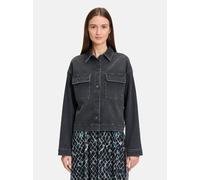 Jackenblazer BETTY & CO "Betty & Co Damen Jeansjacke mit aufgesetzten Taschen", Damen, Gr. 36, blau (dunkelgrau denim), Obermaterial: 94% Baumwolle, 5% Polyester, 1% Elasthan., modisch, oversize norma