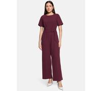 Overall BETTY & CO "Damen mit Bindegürtel", Damen, Gr. 36, Normalgrößen, lila (schwarz aubergine), Obermaterial: 100% Polyester; Futter: 100% Polyester, tailliert, tiefer Rundhals, Overalls Overall (7