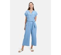 Overall BETTY & CO "Betty & Co Jumpsuit mit aufgesetzten Taschen", Damen, Gr. 44, Normalgrößen, blau (light blau denim), Obermaterial: 65% Baumwolle, 35% Lyocell., casual, lässig geschnitten, Rundhals