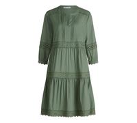 Betty & Co - Lässiges Tunika-Kleid mit 3/4-Arm und Lochstickerei grün - Gr. - 34