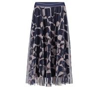 Midirock BETTY & CO "Damen mit Print", Damen, Gr. 40, dunkelblau, nature, Netz, Obermaterial: 100% Polyester; Futter: 100% Polyester, figurumspielend lang, Röcke (96311211-40) dunkelblau, nature