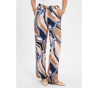 Schlupfhose BETTY & CO "Betty & Co Schlupfhose mit Print", Damen, Gr. 40, Normalgrößen, blau (nature, blau), Obermaterial: 100% Polyester., modisch, gerade lang, Hosen (41970767-40) nature, blau