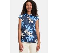 Schlupfbluse BETTY & CO "Betty & Co Schlupfbluse kurzarm", Damen, Gr. 38, blau (dunkelblau, blau), Obermaterial: 100% Viskose., modisch, figurumspielend normal, gekräuselter Ausschnitt, Halbarm, Bluse