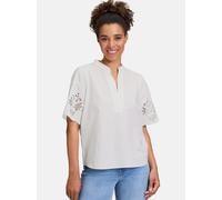 Schlupfbluse BETTY & CO "Betty & Co Schlupfbluse mit Stickerei", Damen, Gr. 38, weiß, Obermaterial: 100% Baumwolle., modisch, figurumspielend normal, Halbarm, Blusen (39127236-38) weiß