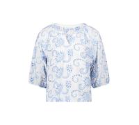 Schlupfbluse BETTY & CO "Betty & Co Damen Schlupfbluse mit Stickerei", Damen, Gr. 44, blau (weiß, blau), Obermaterial: 69% Baumwolle, 31% Polyester., casual, figurumspielend normal, Rundhals, 3/4-Ärme