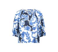 Schlupfbluse BETTY & CO "Damen mit Print", Damen, Gr. 40, weiß, dunkelblau, Obermaterial: 50% Baumwolle, 50% Viskose, figurumspielend normal, Rundhals, Blusen Schlupfbluse (44300569-40) weiß, dunkelbl