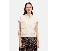 Kurzweste BETTY & CO "Damen mit Kragen", Damen, Gr. 42, grau, Obermaterial: 61% Baumwolle, 34% Polyester, 5% Elasthan, lässig geschnitten normal, Westen, Material (93001643-42) grau