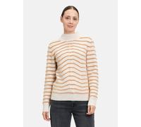 Strickpullover BETTY & CO "Betty & Co Strickpullover mit Rundhalsausschnitt" Gr. 42, braun (weiß, camel), Damen, Strick, Obermaterial: 63% Polyester recycelt, 25% Polyacryl, 5% Wolle, 4% Polyamid, 3%