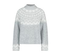 Strickpullover BETTY & CO "Damen mit Jacquard", Damen, Gr. 36, grau (grau, weiß), Strick, Obermaterial: 53% Polyacryl, 25% Polyester, 12% Polyamid, 7% Wolle, 3% Elasthan, gerade normal, Pullover Stric