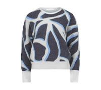 Betty Barclay Strickpullover Damen mit Muster Rundhals Grau/Weiß Viskosemix Gr. 40