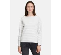 Sweatshirt BETTY & CO "Betty & Co Damen Sweatshirt mit U-Boot-Ausschnitt", Damen, Gr. 36, grau (grau, weiß), Steppware, Obermaterial: 49% Baumwolle, 42% Polyester recycelt, 6% Viskose, 3% Elasthan., c