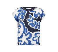 Kurzarmshirt BETTY & CO "Damen mit Print", Damen, Gr. L, weiß, dunkelblau, Obermaterial: 100% Baumwolle, loose fit normal, Rundhals, Shirts (90427726-L) weiß, dunkelblau