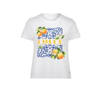 Kurzarmshirt BETTY & CO "Damen mit Print", Damen, Gr. M, patch weiß, blau, Obermaterial: 95% Baumwolle, 5% Elasthan, gerade normal, Rundhals, Shirts (42824136-M) patch weiß, blau