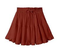 BETYFUL Rock Damen Sommer Kurz Karierter Mini Rock Boho Röcke Minirock Sommerrock Hoher Taille Strand Rockmit Rüschen