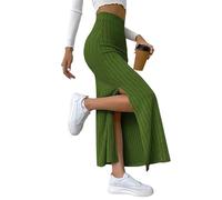 BETYFUL Strickrock Damen Lang Elegant Elastische Split Gerippter Rock High Waisted Frühling Herbst Winter Warm Gestrickte Freizeitrock Bleistiftrock Maxi Rock