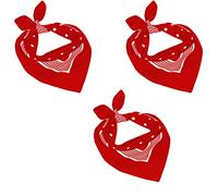Betz 3er Pack Nickituch Bandana Kopftuch Halstuch klassischem Punktemuster Größe 55 x 55cm 100% Baumwolle Farbe: rot