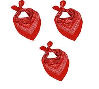 Betz 3er Pack Nickituch Bandana Kopftuch Halstuch Kleine Punktenmuster Größe ca. 55 x 55 cm 100% Baumwolle Farbe: rot