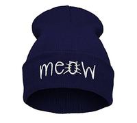 Beurio Slouchy Beanie Winter Knit Skull Mütze für Damen Herren mit Meow - Blau - Einheitsgröße