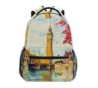 BEUSS Aquarell Malerei Big Ben Turm Studentenrucksack Kinderrucksack Büchertasche Schülerrucksack Laptop Rucksäcke für die Reise Teen Mädchen Jungs