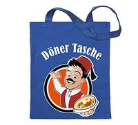 Beutel königsblau - Döner Tasche Bedruckt - Langer Henkel - Jutebeutel zum Einkaufen - Shopping - Tragetasche - Stoffbeutel - Umhängetasche - Döner Kebab