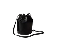 Beuteltasche CALVIN KLEIN "BOLD CK SMALL BUCKET BAG", Damen, Gr. B/H/T: 18cm x 21cm, schwarz, weiß, Lederimitat, unifarben, Taschen Beuteltasche, Damen Umhängetasche, Schultertasche mit CK-Logo (15956