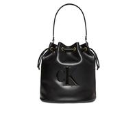 Beuteltasche CALVIN KLEIN "RAISED CK LARGE BUCKET BAG", Damen, Gr. B/H/T: 30cm x 33cm x 18cm, schwarz, Lederimitat, unifarben, Taschen Beuteltasche, Henkeltasche, Damen Handtasche mit großem CK-Logo (