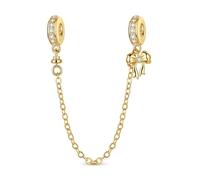 BEVALY Sicherheitskette mit goldener Schleife, passend für Pandora-Armbänder, 925er Silber, Perle für Armbänder, Halsketten, Anhänger für Frauen, Mutter, Schmuckgeschenke