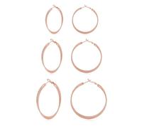 Bewenda Creolen Silber 925 Set, 3 Paar Ohrringe Silber 925 Creolen für Damen Mädchen Groß 40/50/60mm, Hypoallergen Leichte Huggies Ohrringe Kreolen, Klappcreolen Runde Kreis Damenohrringe - Rosegold