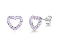 Bewenda Ohrringe Mädchen - 925 Sterling Silber Herz Stern Ohrstecker mit Cubic Zirkonia, Hypoallergen Ohrringe Silber 925 Stecker, Klein Zart Prinzessin Ohrstecker Geschenke für Mädchen Kinder Tochter