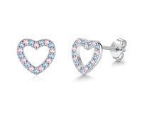 Bewenda Ohrringe Mädchen - 925 Sterling Silber Herz Stern Ohrstecker mit Cubic Zirkonia, Hypoallergen Ohrringe Silber 925 Stecker, Klein Zart Prinzessin Ohrstecker Geschenke für Mädchen Kinder Tochter