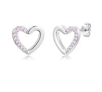 Bewenda Ohrringe Mädchen - 925 Sterling Silber Herz Stern Ohrstecker mit Cubic Zirkonia, Hypoallergen Ohrringe Silber 925 Stecker, Klein Zart Prinzessin Ohrstecker Geschenke für Mädchen Kinder Tochter