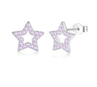 Bewenda Ohrringe Mädchen - 925 Sterling Silber Herz Stern Ohrstecker mit Cubic Zirkonia, Hypoallergen Ohrringe Silber 925 Stecker, Klein Zart Prinzessin Ohrstecker Geschenke für Mädchen Kinder Tochter
