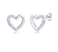 Bewenda Ohrringe Mädchen - 925 Sterling Silber Herz Stern Ohrstecker mit Cubic Zirkonia, Hypoallergen Ohrringe Silber 925 Stecker, Klein Zart Prinzessin Ohrstecker Geschenke für Mädchen Kinder Tochter