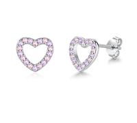 Bewenda Ohrringe Mädchen - 925 Sterling Silber Herz Stern Ohrstecker mit Cubic Zirkonia, Hypoallergen Ohrringe Silber 925 Stecker, Klein Zart Prinzessin Ohrstecker Geschenke für Mädchen Kinder Tochter