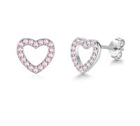 Bewenda Ohrringe Mädchen - 925 Sterling Silber Herz Stern Ohrstecker mit Cubic Zirkonia, Hypoallergen Ohrringe Silber 925 Stecker, Klein Zart Prinzessin Ohrstecker Geschenke für Mädchen Kinder Tochter