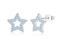 Bewenda Ohrringe Mädchen - 925 Sterling Silber Herz Stern Ohrstecker mit Cubic Zirkonia, Hypoallergen Ohrringe Silber 925 Stecker, Klein Zart Prinzessin Ohrstecker Geschenke für Mädchen Kinder Tochter