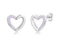 Bewenda Ohrringe Mädchen - 925 Sterling Silber Herz Stern Ohrstecker mit Cubic Zirkonia, Hypoallergen Ohrringe Silber 925 Stecker, Klein Zart Prinzessin Ohrstecker Geschenke für Mädchen Kinder Tochter