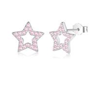 Bewenda Ohrringe Mädchen - 925 Sterling Silber Herz Stern Ohrstecker mit Cubic Zirkonia, Hypoallergen Ohrringe Silber 925 Stecker, Klein Zart Prinzessin Ohrstecker Geschenke für Mädchen Kinder Tochter