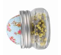 Bewinner Nähnadelkissen-Glasflasche mit 200 Edelstahlnadeln, Abnehmbarer Runder Perlenkissenhalter für -Nähset, Hochzeit und Heimdekoration