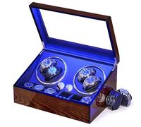 BEWISHOME 4 Uhrenbeweger für Automatikuhren,Leiser Motor,LED,Klavierfarbe | 4 Modi,Automatik Uhrenbeweger Uhrendreher 4 Uhrenbeweger und 6 Extra Speicherplätze,Automatic Watch Winder ESYQ01Y