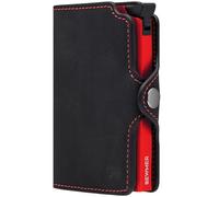 BEWMER Kreditkartenetui 1 abgeschirmt | Slim Brieftasche für Damen und Herren | Ausweis- und Ausweishalter mit RFID-Schutz und Geldklammer aus Carbonfaser (Schwarz und Orange ohne Reißverschluss)